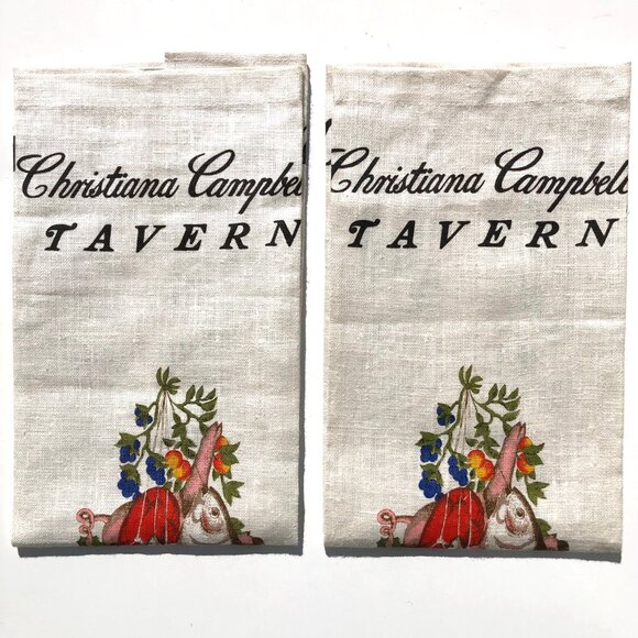 set 2 vintage linen towel Christiana Campbell’s Tavern Good Eating Williamsburg - Picture 2 of 11